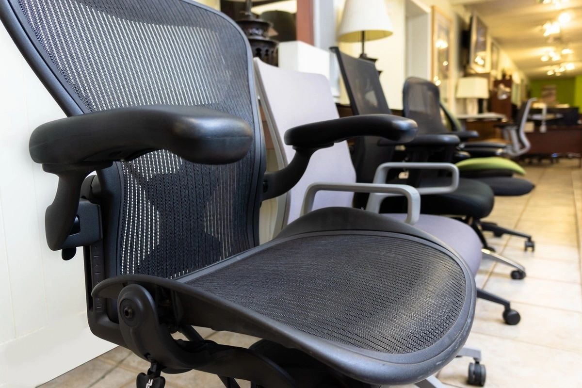 Ergonomic office chairs in modern workspace
